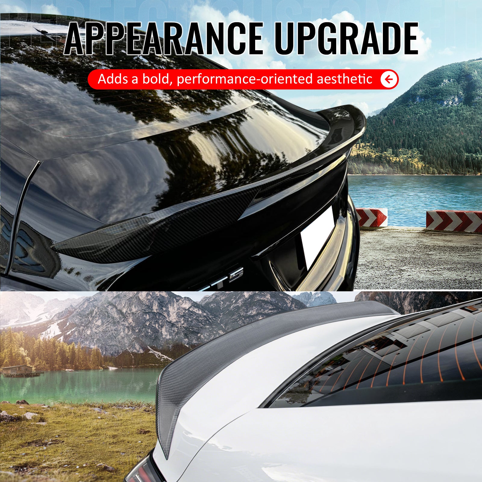 Fits 20-26 Cadillac CT5 V Blackwing Carbon Fiber Print Trunk Spoiler Wing ABS