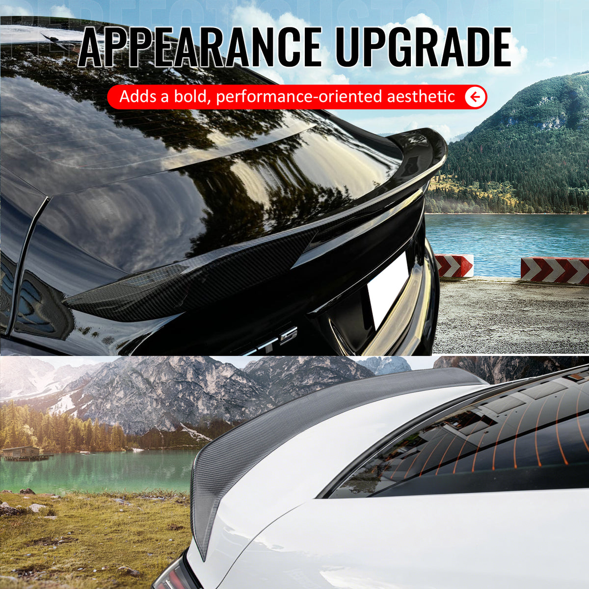 Fits 20-26 Cadillac CT5 V Blackwing Carbon Fiber Print Trunk Spoiler Wing ABS