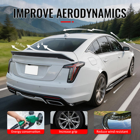 Fits 20-26 Cadillac CT5 V Blackwing Carbon Fiber Print Trunk Spoiler Wing ABS