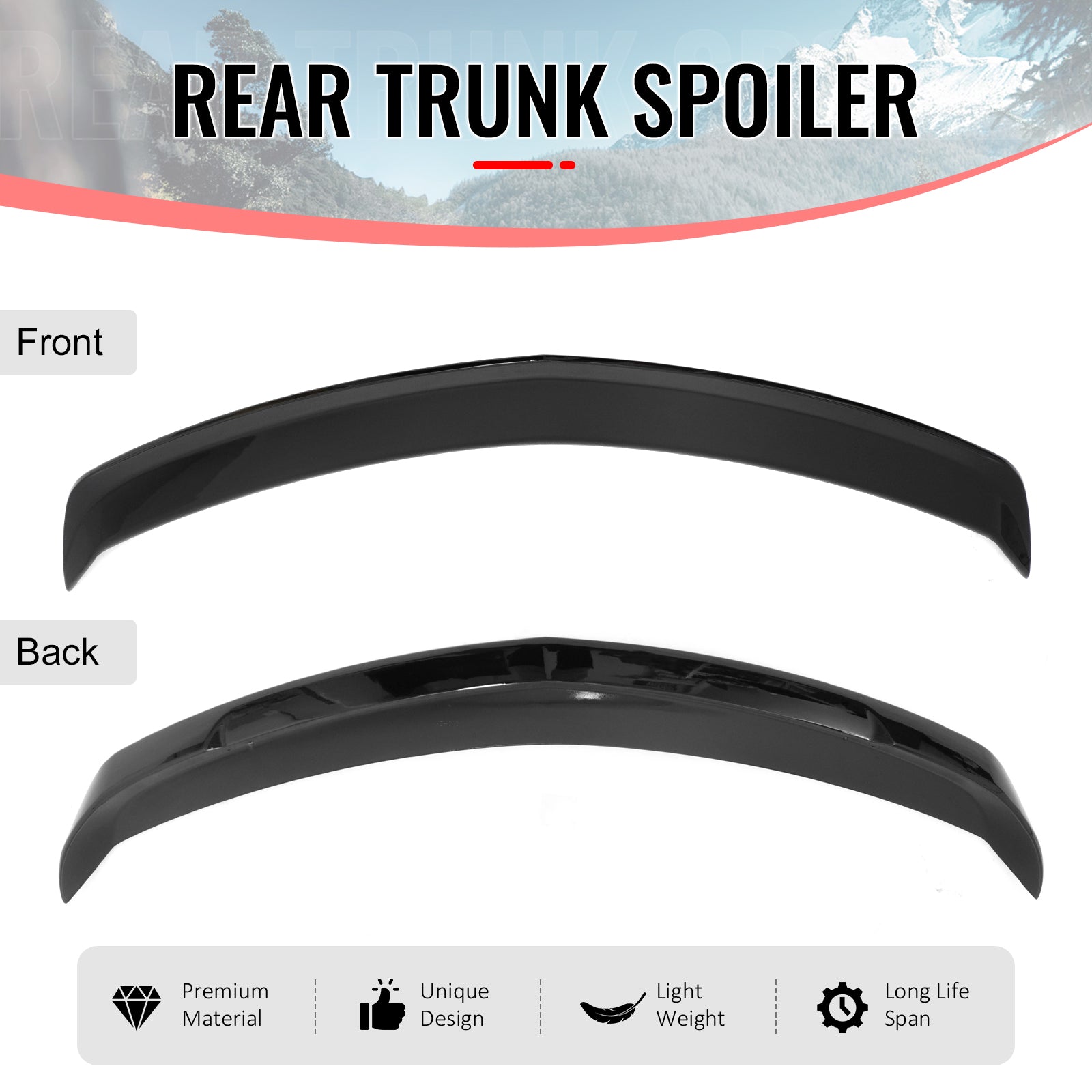 For 20-26 Cadillac CT5 V Blackwing Style Gloss Black Rear Trunk Spoiler Wing ABS