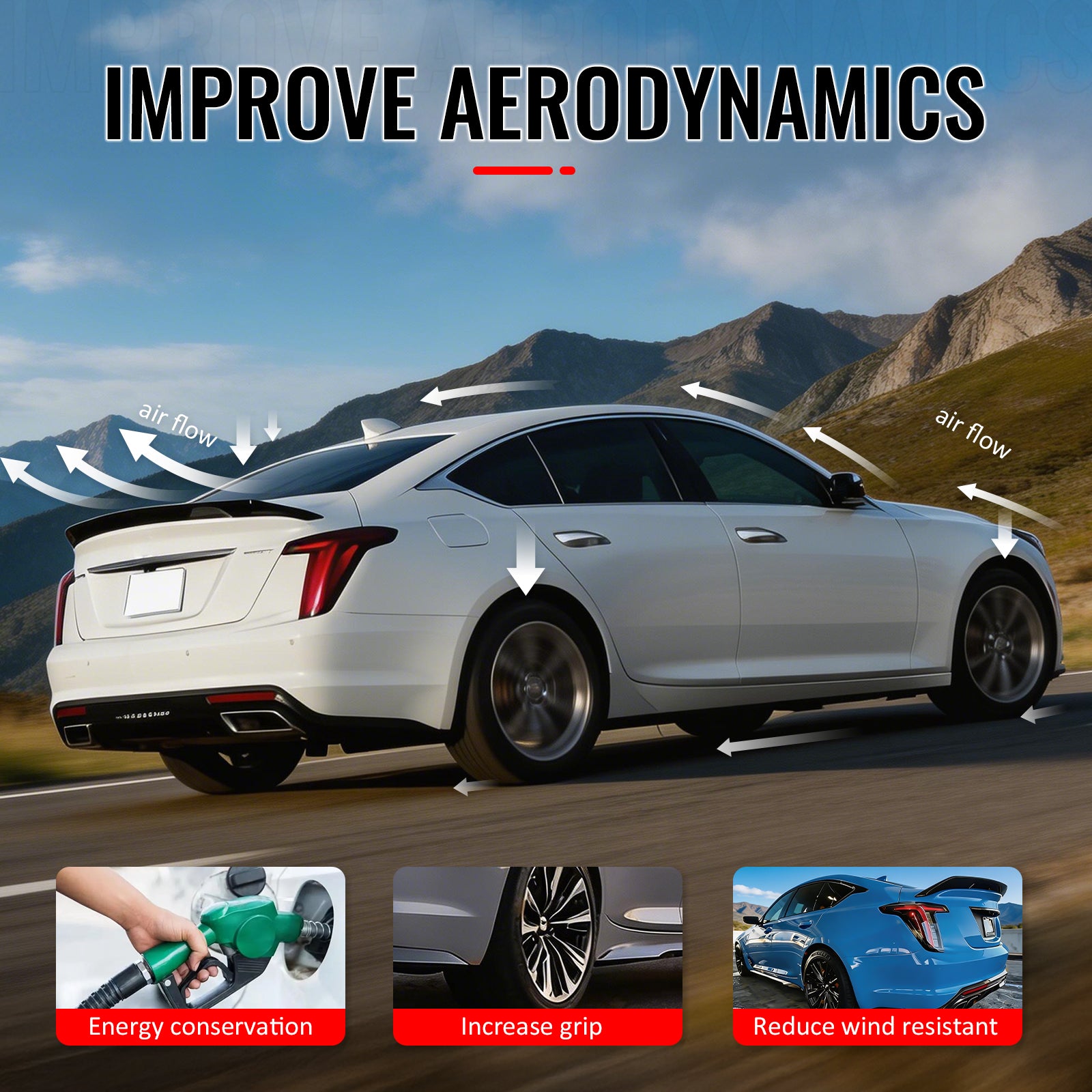 For 20-26 Cadillac CT5 V Blackwing Style Gloss Black Rear Trunk Spoiler Wing ABS