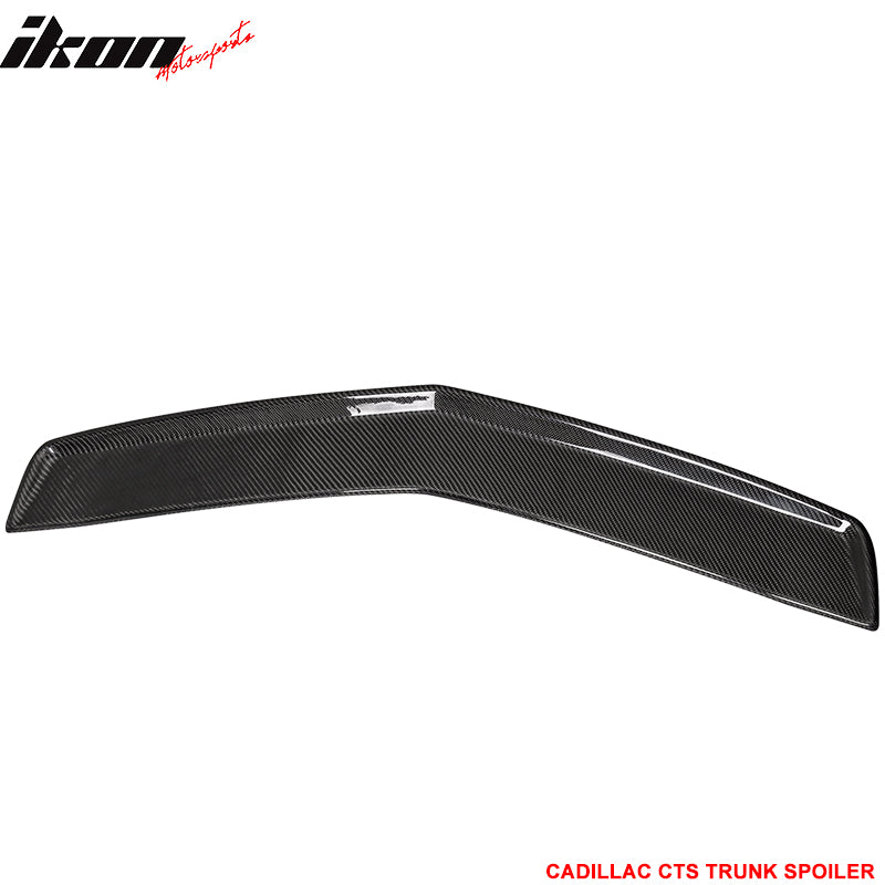 IKON MOTORSPORTS, Trunk Spoiler Compatible With 2003-2007 Cadillac CTS Sedan , Matte Carbon Fiber Factory Style Rear Spoiler Wing, 2004 2005 2006