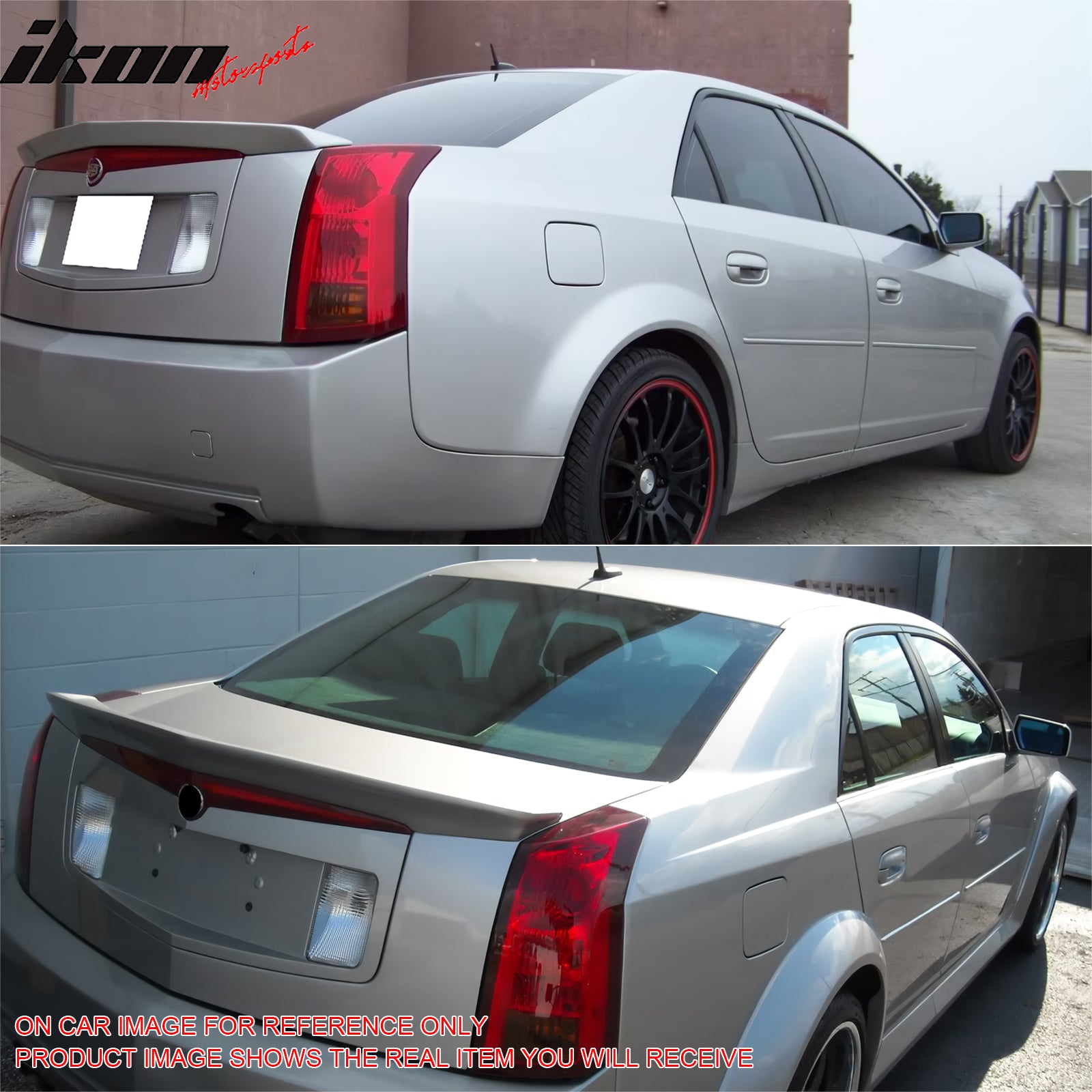 IKON MOTORSPORTS, Trunk Spoiler Compatible with 2003-2007 Cadillac CTS Sedan, OE Style Painted #W13 XY YX Diamond White Pearl ABS Plastic Rear Trunk Lid Spoiler Wing Lip