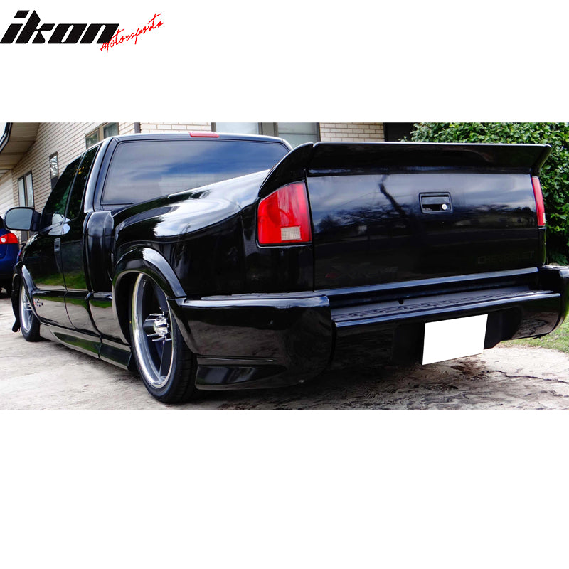 Trunk Spoiler Compatible With 1994-2003 Chevy S10 Sonoma, WW Style PU Unpainted 3PC Trunk Boot Lip Spoiler Wing Add On Deck Lid By IKON MOTORSPORTS, 1995 1996 1997 1998 1999 2000 2001 2002