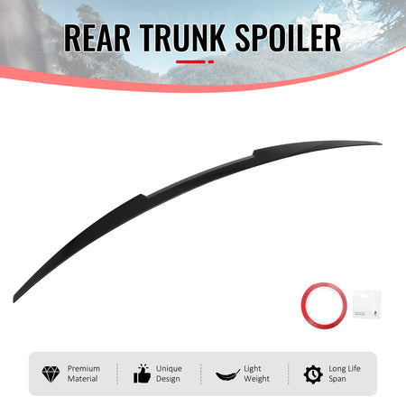 Fits 16-25 Chevrolet Malibu M4 Style Rear Trunk Spoiler Wing Lip Gloss Black ABS