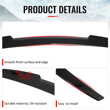 Fits 16-25 Chevrolet Malibu M4 Style Rear Trunk Spoiler Wing Lip Gloss Black ABS