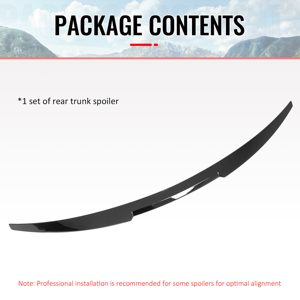 Fits 16-25 Chevrolet Malibu M4 Style Rear Trunk Spoiler Wing Lip Gloss Black ABS
