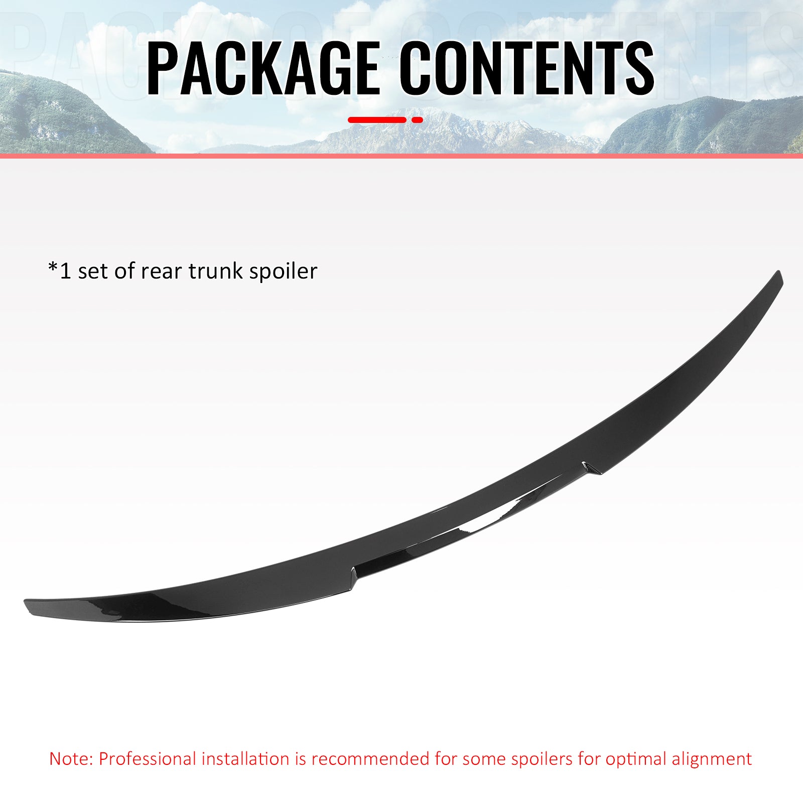 Fits 16-25 Chevrolet Malibu M4 Style Rear Trunk Spoiler Wing Lip Gloss Black ABS