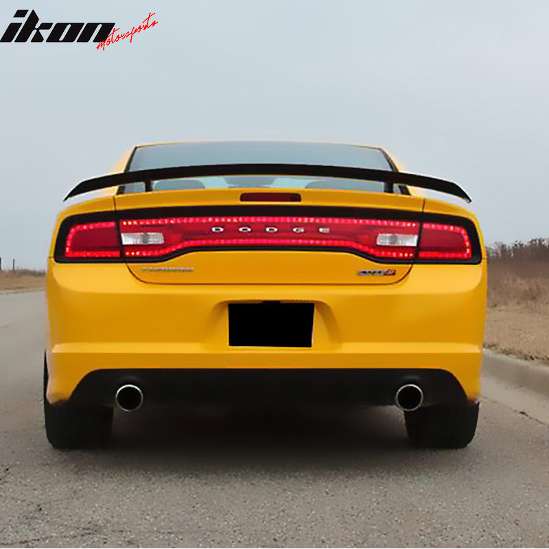 IKON MOTORSPORTS, Pre-painted Trunk Spoiler Compatible With 2011-2023 Dodge Charger, ABS Painted Trunk Boot Lip Spoiler Wing Add On Deck Lid