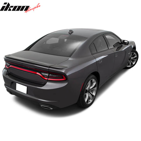 IKON MOTORSPORTS, Pre-Painted Trunk Spoiler Compatible With 2015-2023 Dodge Charger, Factory Style Painted ABS Trunk Boot Lip Spoiler Wing Add On Deck Lid Other Color Available