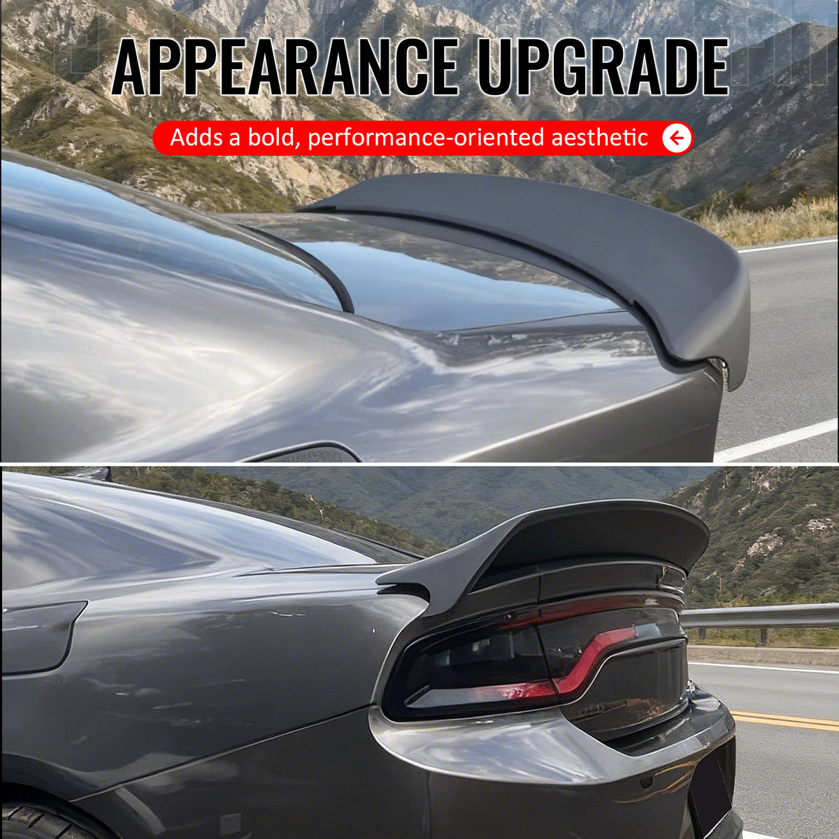 Fits 15-23 Dodge Charger Redeye Style Matte Black Rear Trunk Spoiler Wing ABS