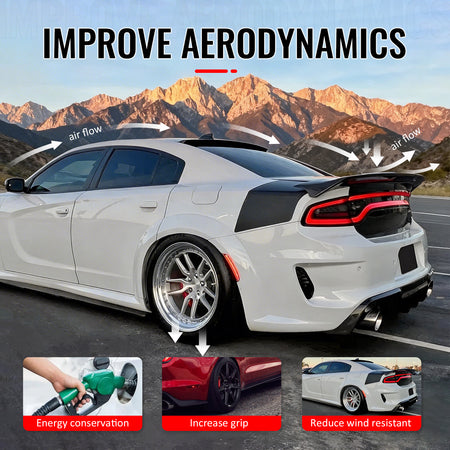 Fits 15-23 Dodge Charger Redeye Style Matte Black Rear Trunk Spoiler Wing ABS