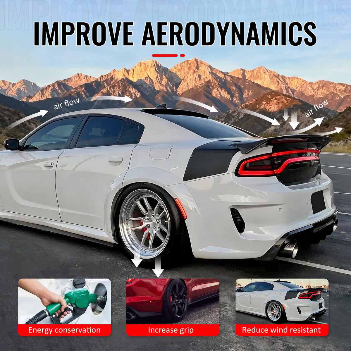 Fits 15-23 Dodge Charger Redeye Style Gloss Black Rear Trunk Spoiler Wing ABS