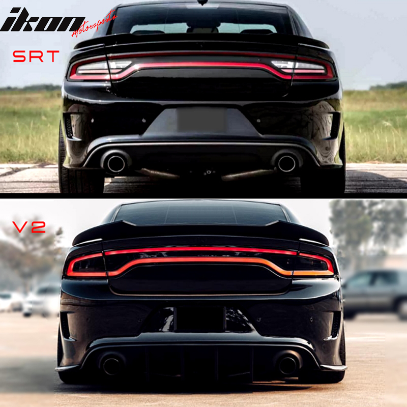 Fits 15-23 Dodge Charger SRT8 Hellcat Style Rear Trunk Spoiler ABS Matte Black