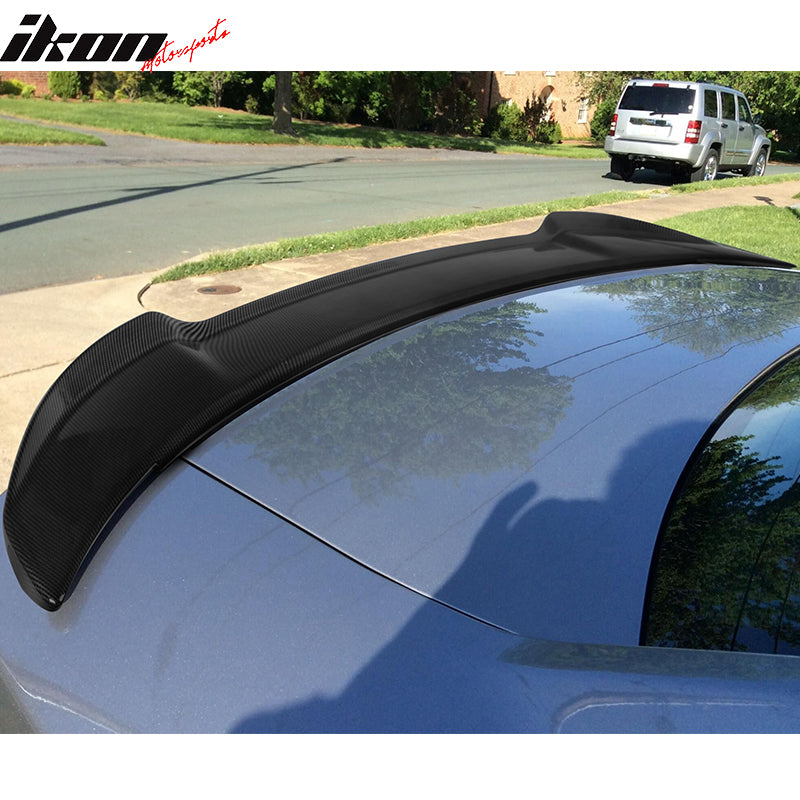 IKON MOTORSPORTS, Trunk Spoiler Compatible With 2011-2014 Dodge Charger, ABS Plastic SRT Style Rear Tail Spoiler Wing, 2012 2013