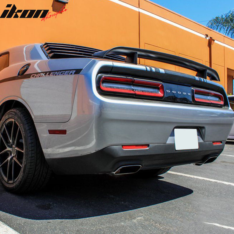 Pre-painted Trunk Spoiler Compatible With 2008-2023 Dodge Challenger, Factory Style Painted Matte Black ABS Rear Boot Deck Lid Roof Wing Replacement by IKON MOTORSPORTS, 2009 2010 2011 2012 2013