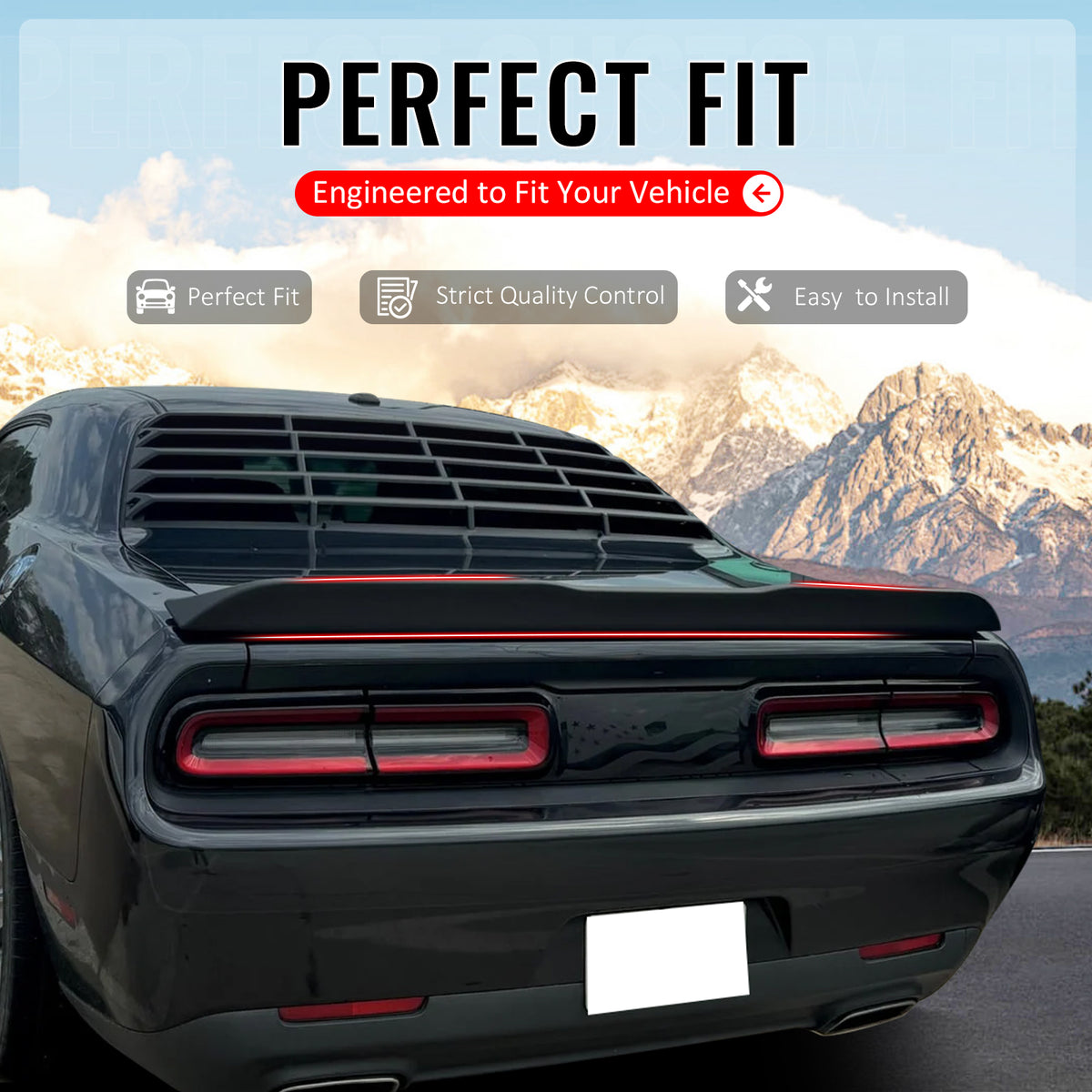 IKON MOTORSPORTS, Trunk Spoiler Compatible with 2008-2023 Dodge Challenger, OE Style Gloss Black ABS Plastic High Kick Duckbill Rear Trunk Lid Spoiler Wing Lip 1PC