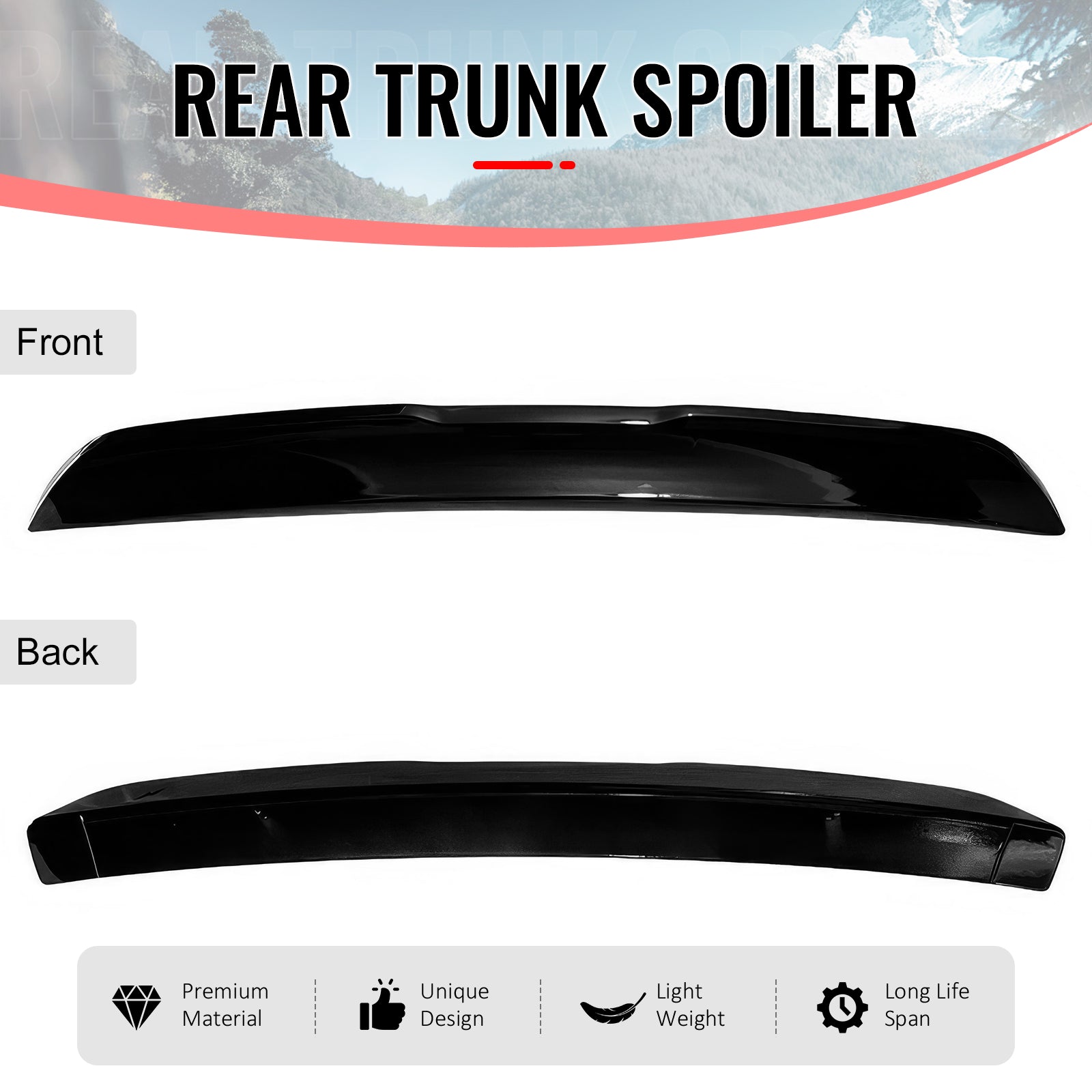 Fits 2008-2023 Dodge Challenger 2DR OE Style Gloss Black Rear Trunk Spoiler ABS