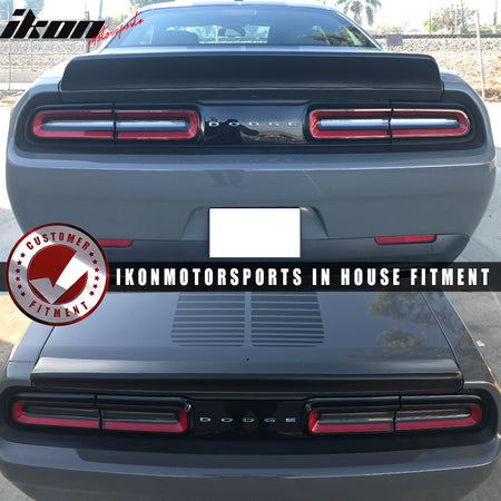 IKON MOTORSPORTS, Trunk Spoiler Compatible With 2015-2023 Dodge Challenger, SXT Style Matte Black ABS Rear Tail Wing Boot Lid