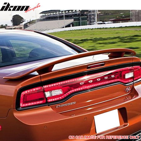 Pre-painted Trunk Spoiler Compatible With 2011-2023 Dodge Charger, Factory Style Painted #PX8 Black Rear Trunk Boot Lip Wing Deck Lid Other Color Available By IKON MOTORSPORTS, 2012 2013 2014 2015