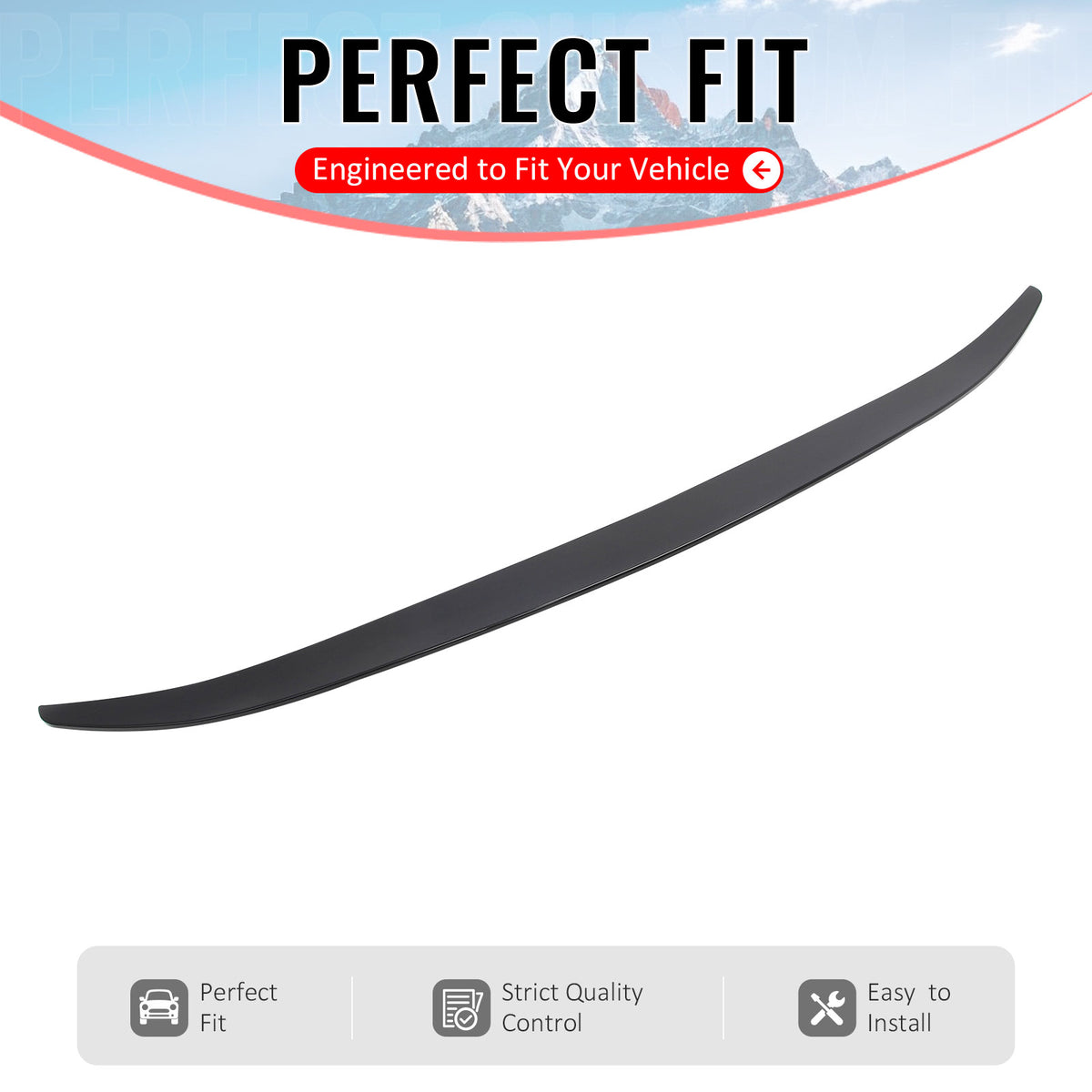 IKON MOTORSPORTS, Trunk Spoiler Compatible with 2013-2020 Ford Fusion, MP Style Gloss Black ABS Rear Trunk Lid Spoiler Wing Lip