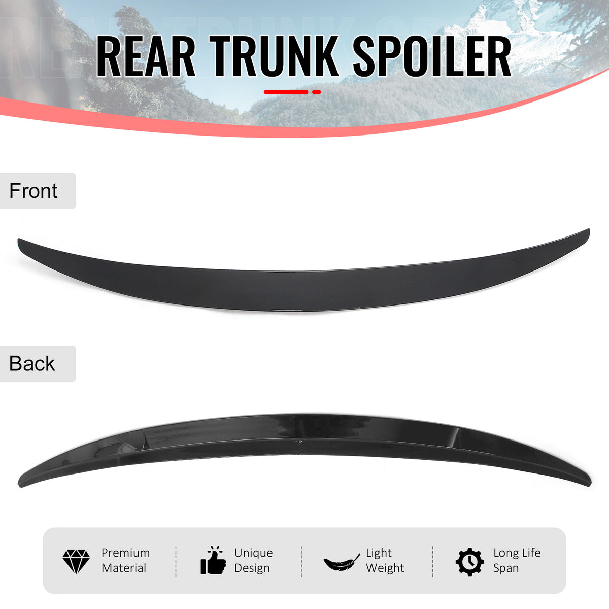Fits 13-20 Ford Fusion Trunk Spoiler MP Style Rear Decklid Wing Gloss Black Lip