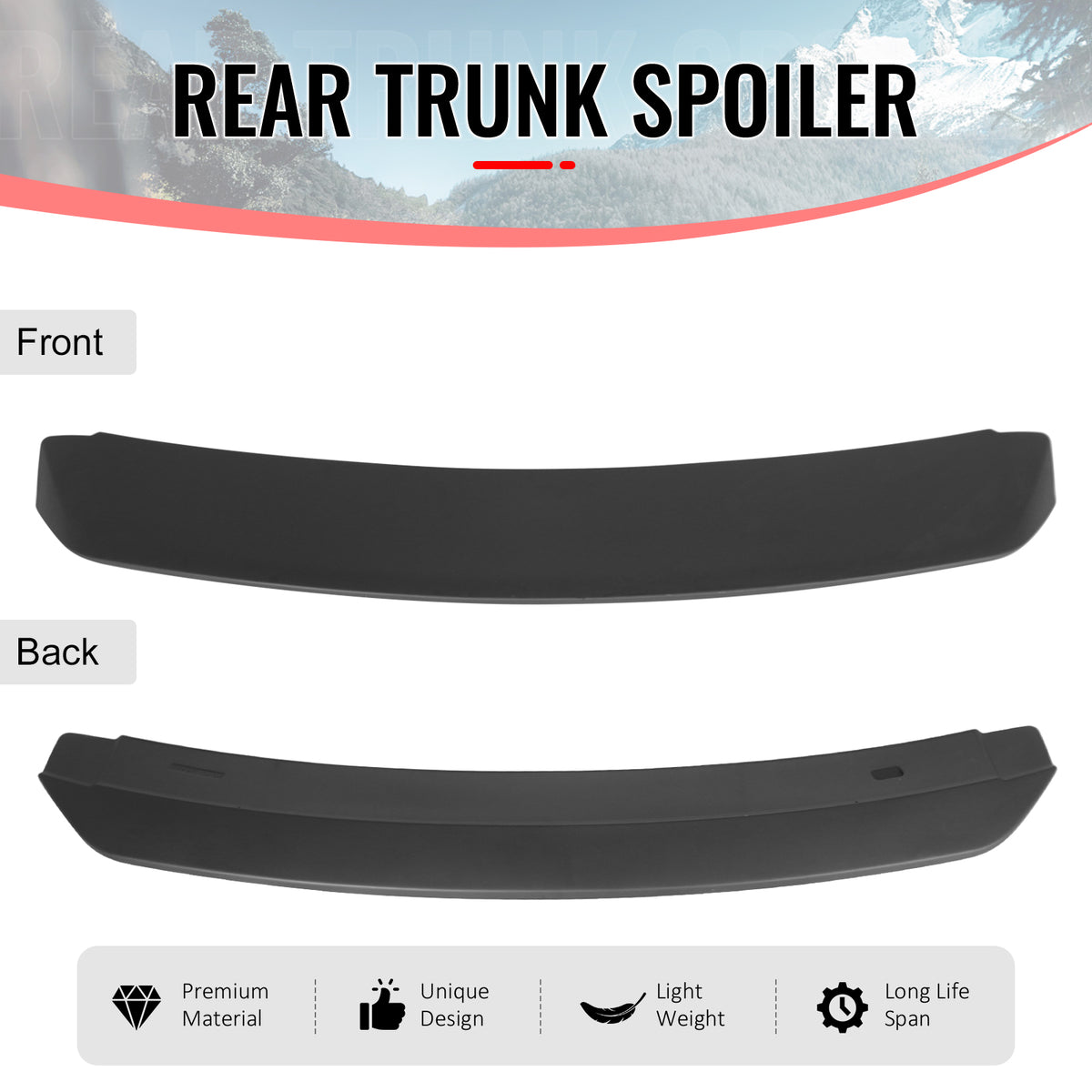 Fits 05-09 Ford Mustang 2DR GT500 Style Matte Black Rear Trunk Spoiler Wing ABS