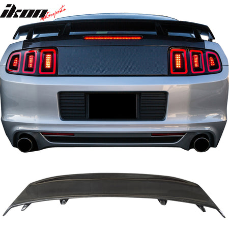 IKON MOTORSPORTS, Trunk Spoiler Compatible With 2010-2014 Ford Mustang , Matte Carbon Fiber LS Style Rear Spoiler Wing, 2011 2012 2013