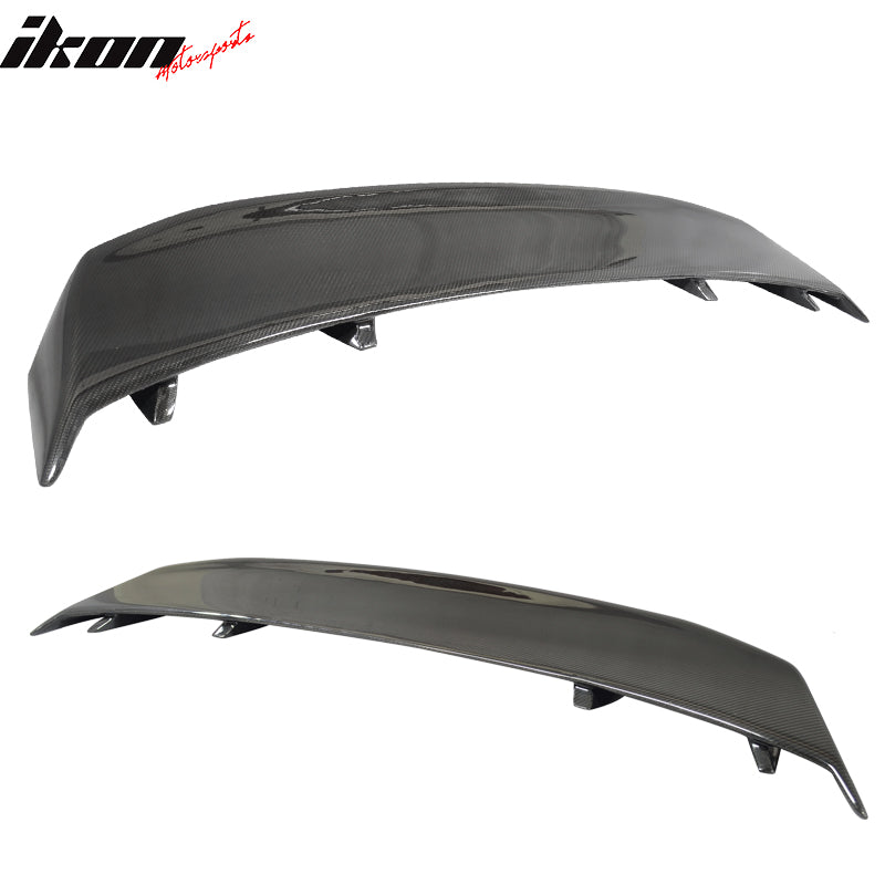 IKON MOTORSPORTS, Trunk Spoiler Compatible With 2010-2014 Ford Mustang , Matte Carbon Fiber LS Style Rear Spoiler Wing, 2011 2012 2013