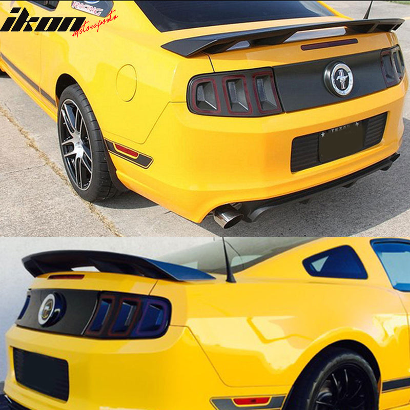 Trunk Spoiler Compatible With 2010-2014 Ford Mustang, LS Style Unpainted Fiber Glass Car Exterior Trunk Spoiler Rear Wing Tail Roof Top Lid by IKON MOTORSPORTS, 2011 2012 2013