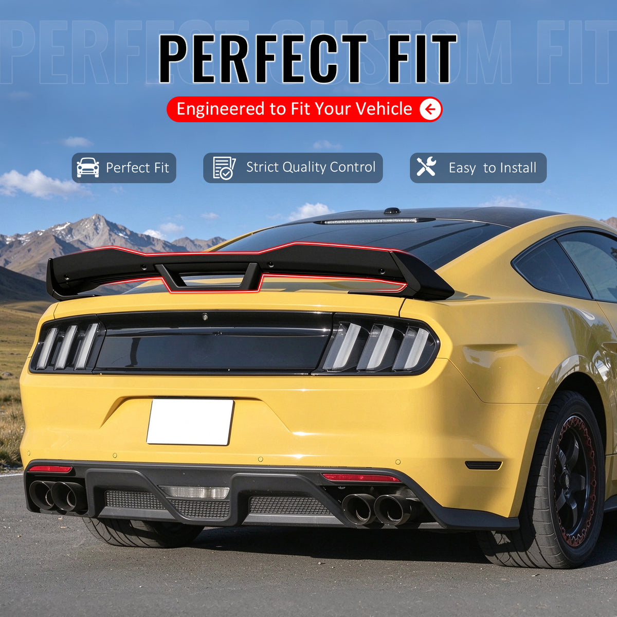 Fits 2015-2023 Ford Mustang Unpainted DarkHorse Trunk Spoiler Wicker Bill