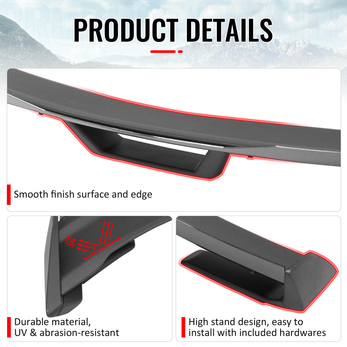 Fits 15-23 Mustang DarkHorse Trunk Spoiler Wickerbill Unpainted Rear Wing ABS