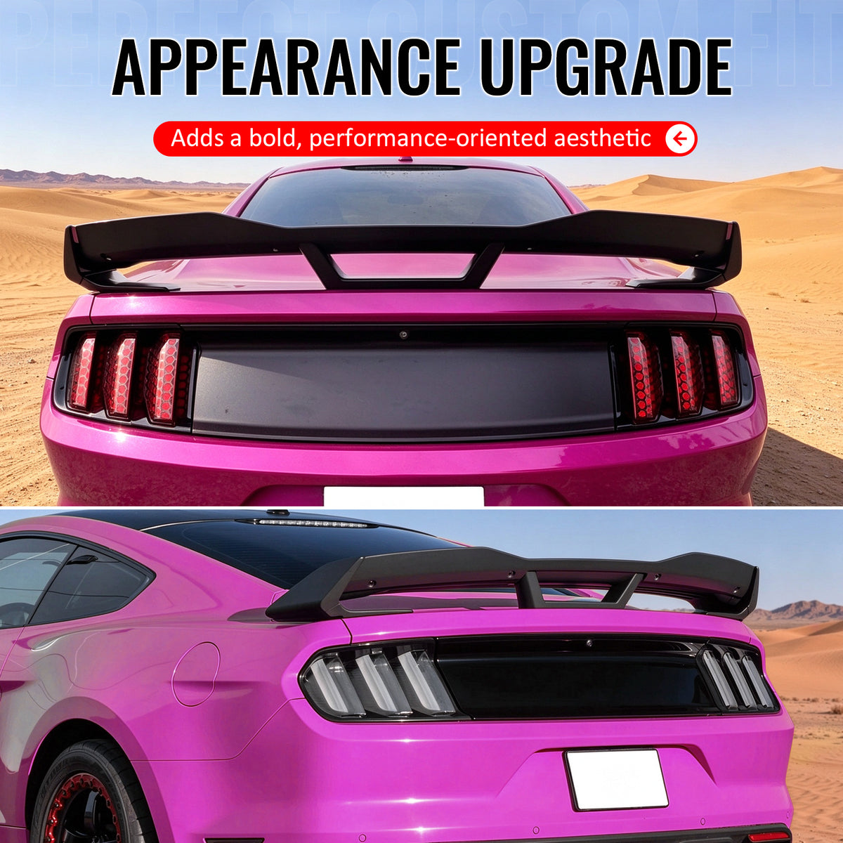 Fits 15-23 Mustang DarkHorse Trunk Spoiler Wickerbill Unpainted Rear Wing ABS