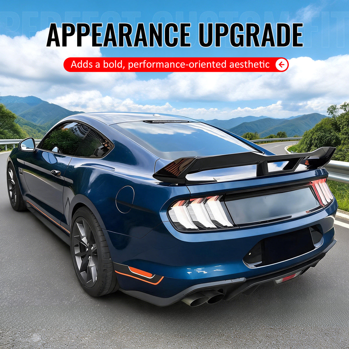 Fits 15-23 Mustang DarkHorse Trunk Spoiler Wickerbill Gloss Black Rear Wing ABS