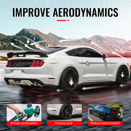 Fits 15-23 Mustang DarkHorse Trunk Spoiler Wickerbill Gloss Black Rear Wing ABS