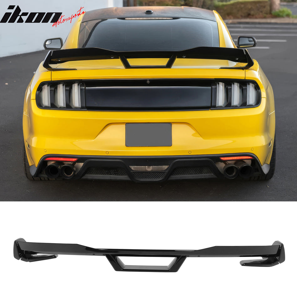 2015-2023 Ford Mustang DarkHorse Style Trunk Spoiler W/ Gurney Flap Gloss Black ABS