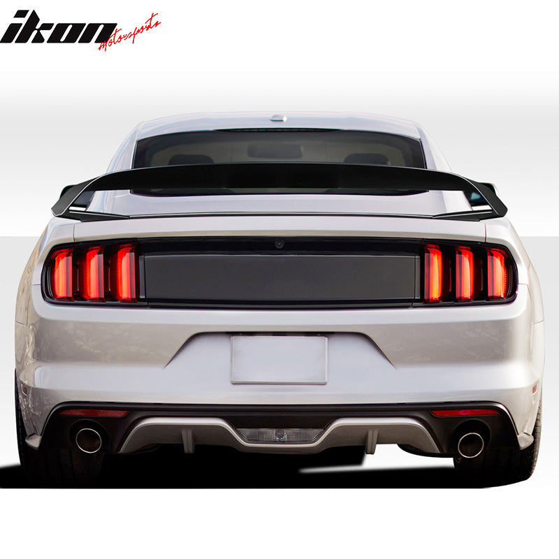 IKON MOTORSPORTS, Trunk Spoiler Compatible With 2015-2022 Ford Mustang , Matte Carbon Fiber GT350R Style Rear Spoiler Wing, 2016 2017 2018 2019