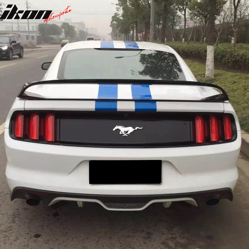 Pre-Painted Trunk Spoiler Compatible With 2015-2023 Ford Mustang Coupe & Convertible, GT350 Style Glossy Black ABS Plastic Rear Spoiler Wing Tail Lid Other Color available by IKON MOTORSPORTS, 2016