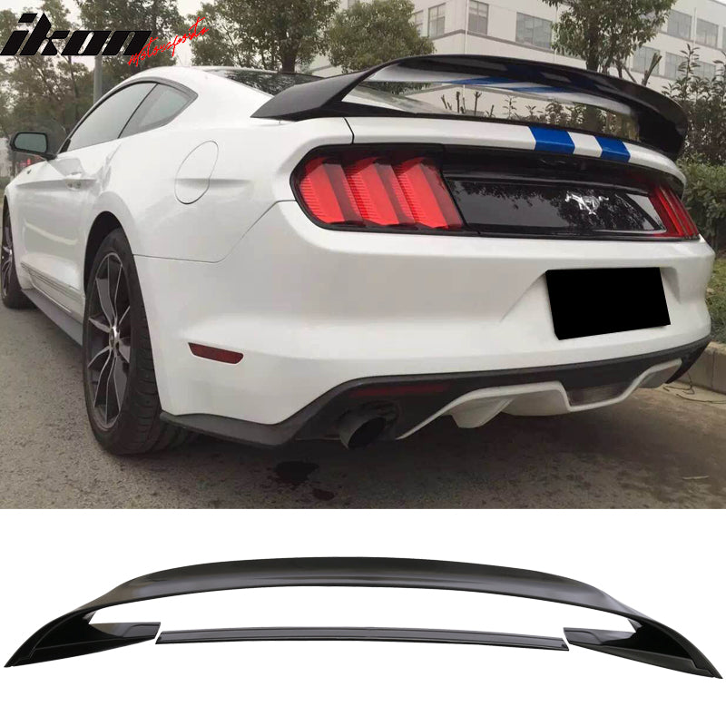 Fits 15-23 Ford Mustang GT350 GT350R Style Trunk Spoiler Gloss Black ABS