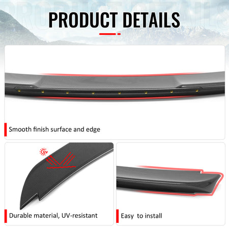 Fits 15-23 Mustang Shelby Super Snake Trunk Spoiler Carbon Fiber Print Rear Wing