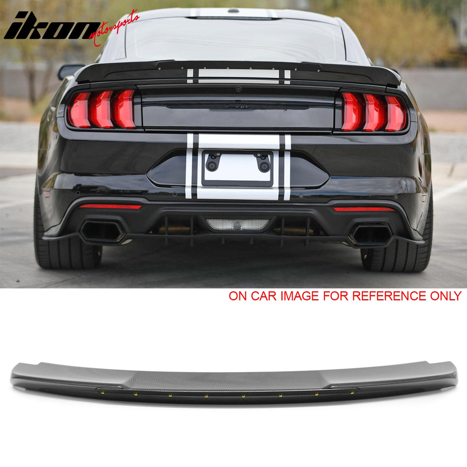 2015-2023 Ford Mustang Shelby Super Snake Style Trunk Spoiler Carbon Fiber Print ABS + Iron