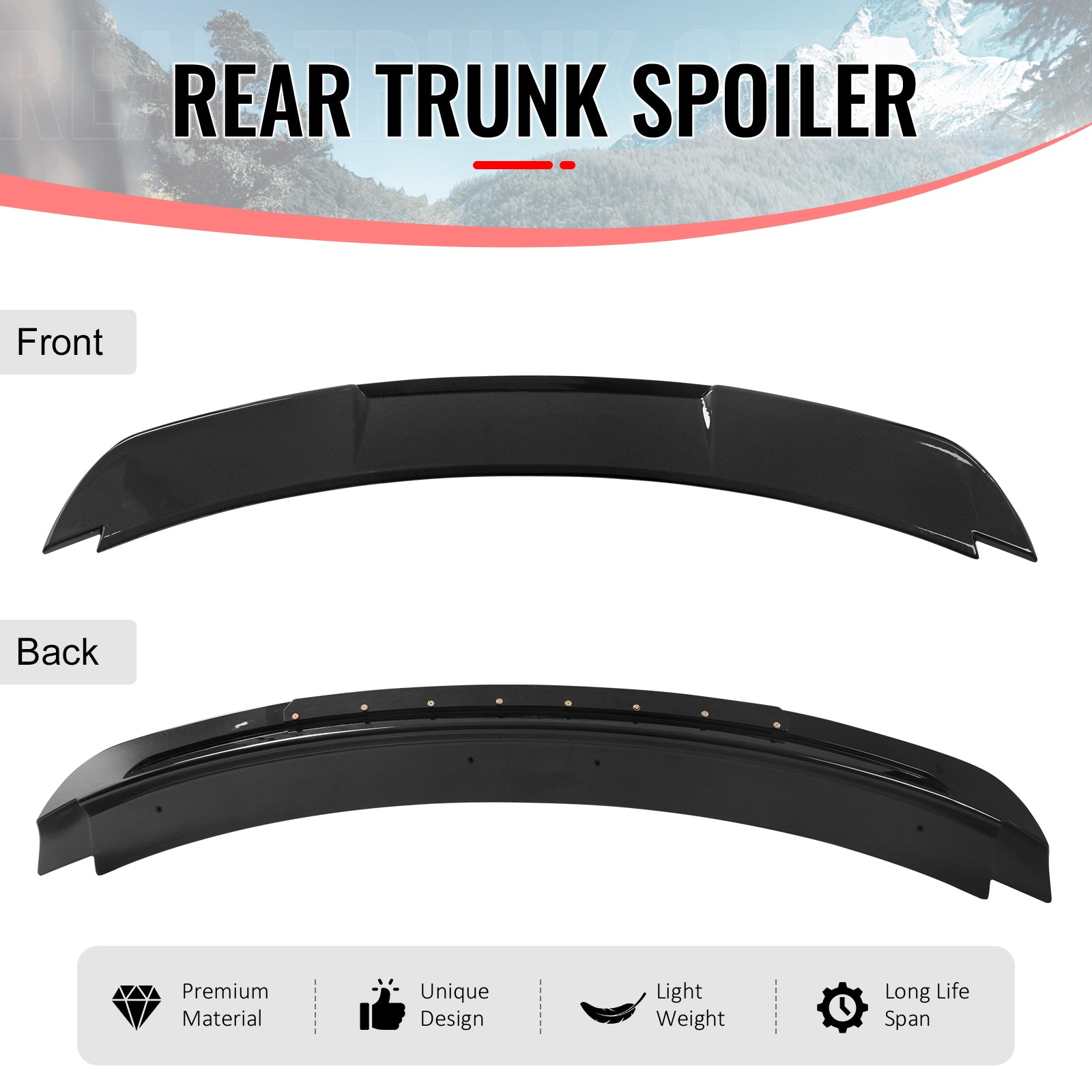 Fits 15-23 Mustang Shelby Super Snake Trunk Spoiler Gloss Black Rear Wing ABS