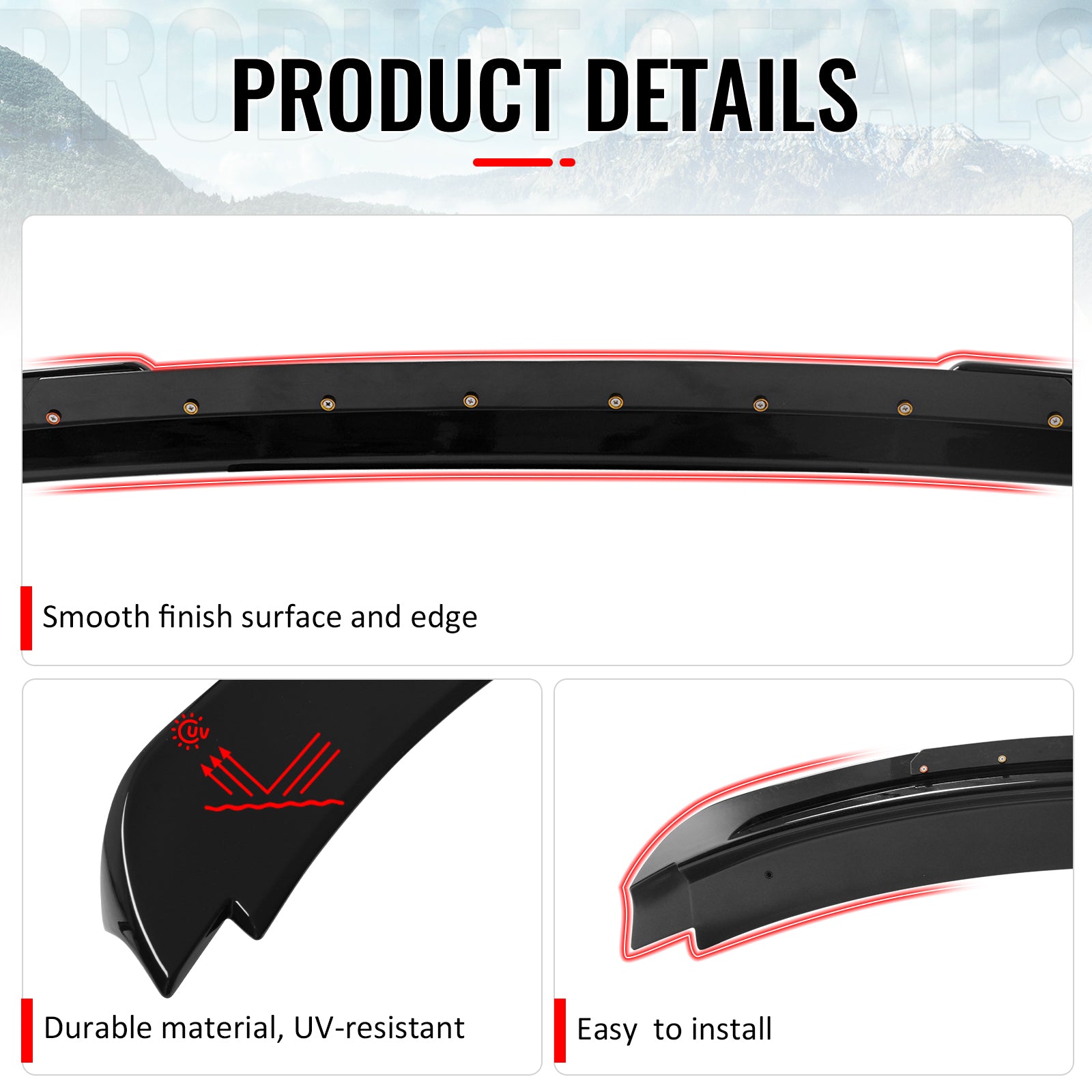 Fits 15-23 Mustang Shelby Super Snake Trunk Spoiler Gloss Black Rear Wing ABS