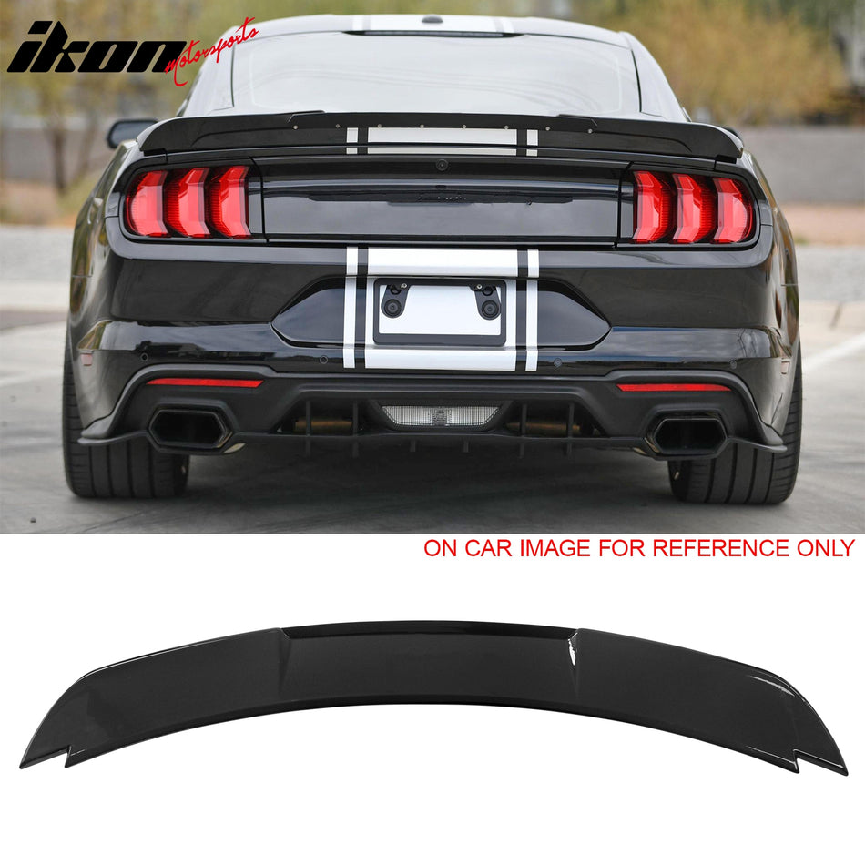 2015-2023 Ford Mustang Shelby Super Snake Style Trunk Spoiler Gloss Black ABS + Iron