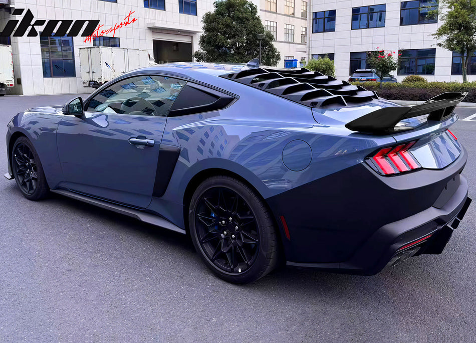 IKON MOTORSPORTS, Trunk Spoiler Compatible with 2024-2025 Ford Mustang 7th Gen S650 Coupe 2-Door, Dark Horse Style Matte Black ABS Plastic Rear Trunk Lid Spoiler Wing Lip