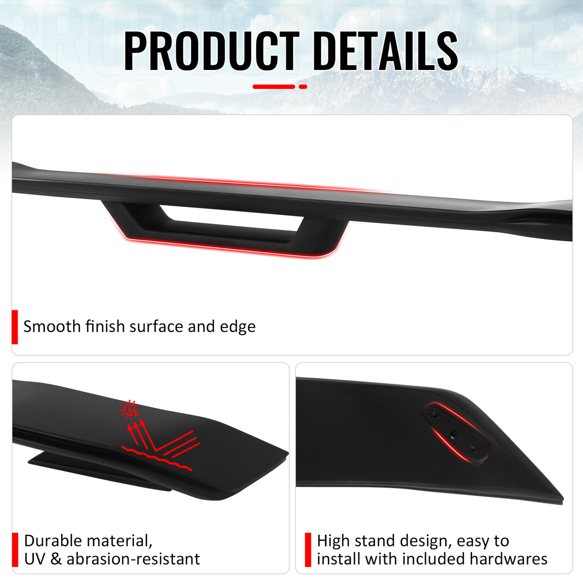 Fits 24-26 Ford Mustang Dark Horse Style Rear Trunk Spoiler Wing ABS