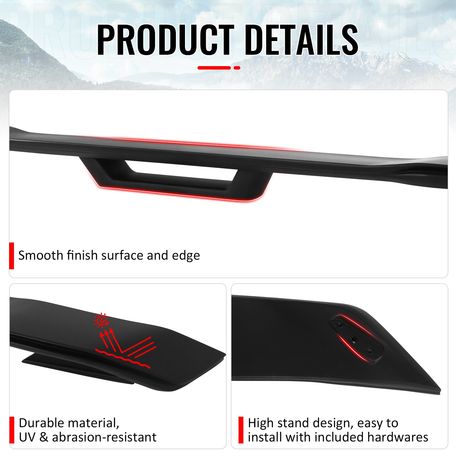 Fits 24-26 Ford Mustang Dark Horse Style Rear Trunk Spoiler Wing ABS