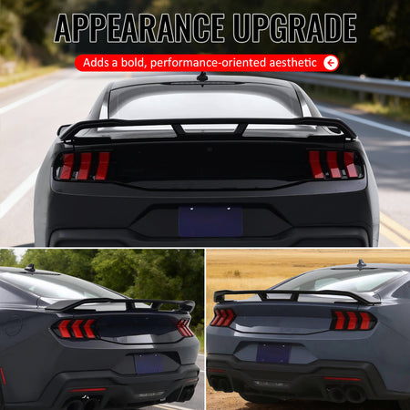 Fits 24-26 Ford Mustang Dark Horse Style Rear Trunk Spoiler Wing ABS