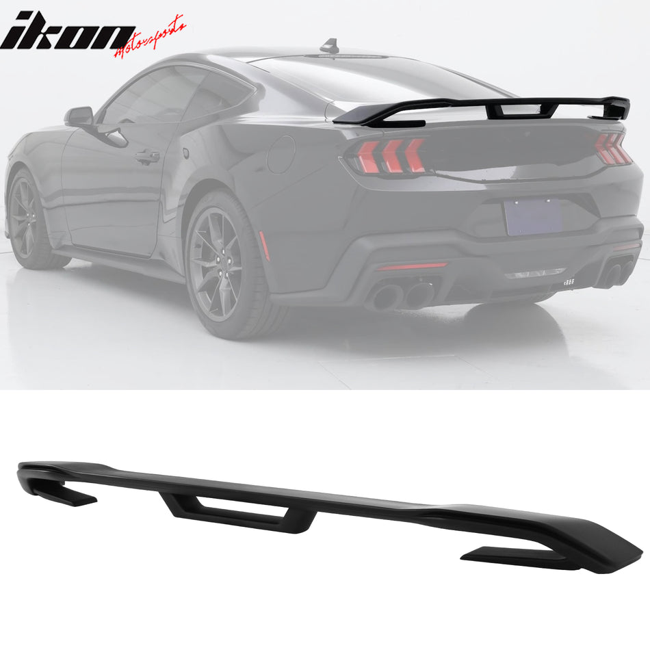 IKON MOTORSPORTS, Trunk Spoiler Compatible with 2024-2026 Ford Mustang, Dark Horse Style ABS Plastic Rear Trunk Lid Spoiler Wing Lip