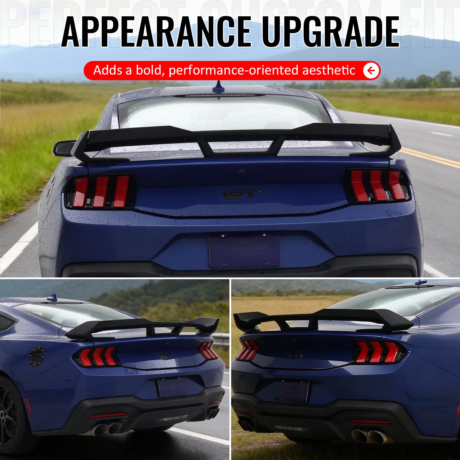 Fits 24-26 Ford Mustang Dark Horse HP Style Rear Trunk Spoiler Wing ABS